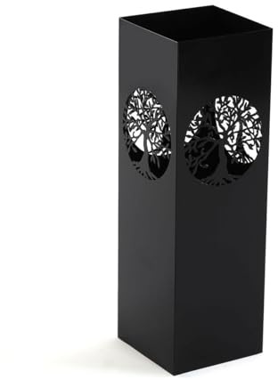 Versa Paragüero Árbol de la Vida Negro Metal Hierro 15 x 49 x 15 cm
