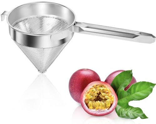 VERISA China Cap Strainer Chinois 18/8 Stainless Steel Coarse Strainer, 8 Cone Strainer easy removal of skins, seeds and lumps, Coarse Mesh Strainer, ESA1125