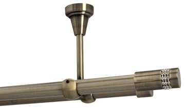 HDTL Gardinenstange Vorhangstange 19/19mm 2-läufig Deckenmontage Messing Antik 360 cm Dola