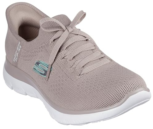 Skechers Women's Summits New Daily Slip-in Trainers, Taupe Knit/Mint Trim, 5 UK