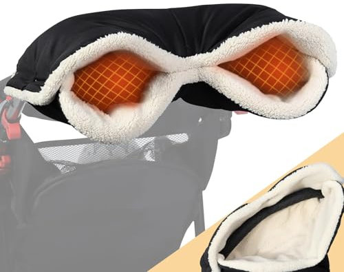 Orzbow Kinderwagen Handwärmer, Wetterfest Handwärmer Kinderwagen, OEKO-TEX STANDARD 100, Stabiler Handmuff für Kinderwagen mit Berberfleece und Fester Passform, Maschine Waschbar, Schwarz