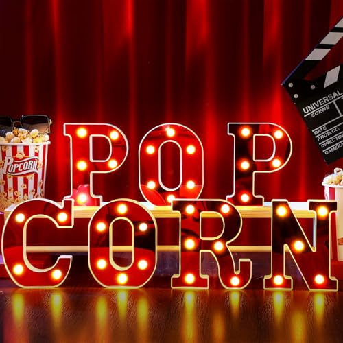 Aurelema 6.3 Popcorn Theme Party Lights Decoration, LED Light up Sign