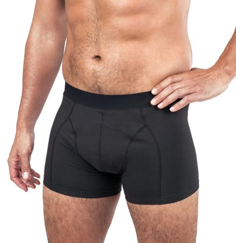 Molicare MEN – Diskrete, saugfähige, waschbare Inkontinenzhose, schützende Boxershorts für leichten Harnverlust, Gr. M, waschbar bei 60°C, ohne Biozide, Öko-Tex, trocknergeeignet, Schwarz