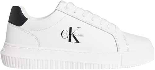 Calvin Klein Uomo Sneakers con Suola Preformata Chunky Mono in Pelle, Bianco (Bright White/Black), 47