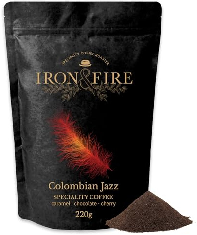 220g Colombian Jazz Speciality Blend Cafetiere/French Press Grind – Award-Winning Colombian Coffee with Chocolate, Caramel & Cherry Notes - IRON & FIRE
