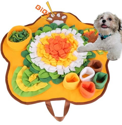 Yummy Sam Snuffle Mat for Small Medium Dogs, Portable Interactive Nose Smell Training Sniffing Pad with Puzzle Toys for Boredom Stimulating Slow Eating and Keep Busy (Orange)