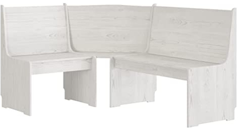 Emmtore Banco de Esquina Reine Madera Maciza de Pino Blanco 151 cm