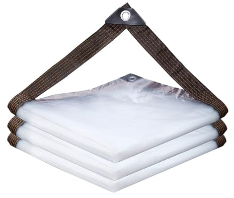 Tungt genomskinligt presenning, vattentät presenning med förstärkta kanter och aluminiumslegeringsringar, rivresistent presenning, för hönshusveranda, uteplats, paviljong, camping