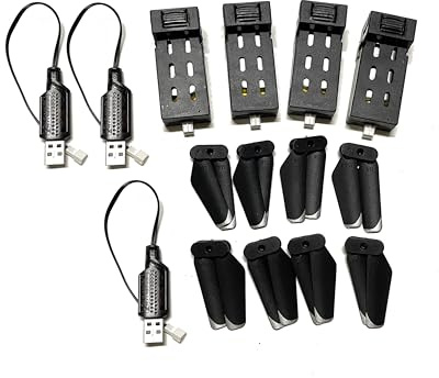 LZHUKOZ para S128 Plegable para Mini cuadricóptero RC, Accesorios de Palas, hélices, baterías, Cable Carga USB PH2.0 Fácil de Instalar(Yellow)