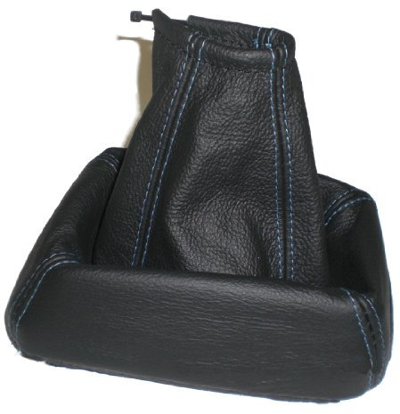 Schaltsack Schaltmanschette Echt Leder Schwarz - Naht Blau