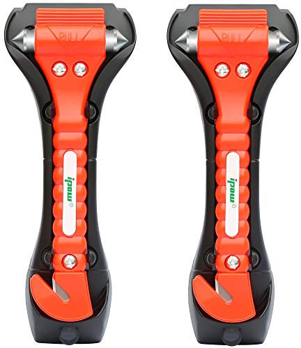 IPOW [2 PCS Martillo de Seguridad para Automóviles, Herramienta de Escape de Emergencia para Romper la Ventana de Coche, Cortador de Cinturón