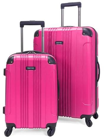 Kenneth Cole REACTION Out of Bounds Lightweight Hardshell 4-Wheel Spinner Luggage, Magenta, 2-Piece Set (20 & 28)