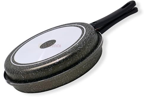 NAMAI - Padella Per Frittata 24 CM, Materiale Alluminio, Adatto In Lavastoviglie, Manico Removibile, Girafrittata Antiaderente, No Induzione, Made In Italy