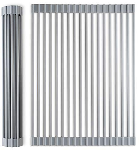 DI ORO® Roll Up Dish Drying Rack - Kitchen Over The Sink Dish Drainer Sink Rack with Non-Slip Silicone - Dishwasher Safe, Easy to Clean and Store (Medium (43cm x 33cm)