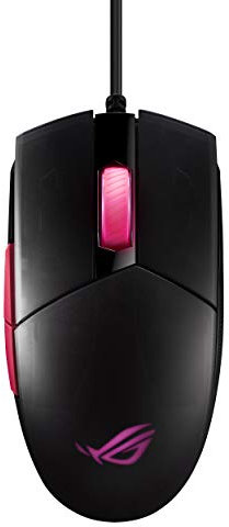 ASUS ROG Strix Impact II Electro Punk kabelgebundene Gaming Maus (beidhändig, ergonomisch, optischer 6.200 DPI-Sensor, leichtes Design, Aura-Sync) schwarz / pink