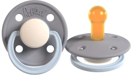 Rebael Ciuccio alla moda, in gomma naturale/lattice, prodotto in Danimarca, senza BPA, tettarella a forma di ciliegia, misura 1 (0-6 mesi)