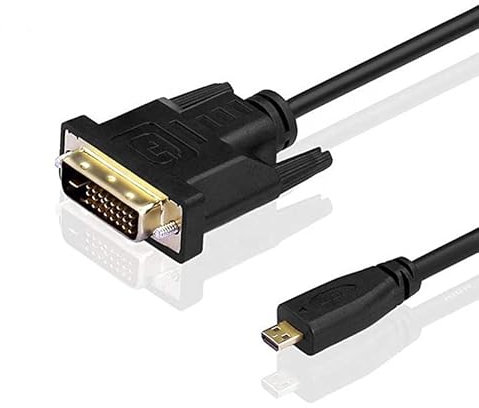 La Brodée Câble adaptateur micro HDMI vers DVI, micro HDMI mâle vers DVI 24+1 DVI-D pour moniteur/écran/projecteur (1,8 m)