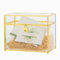 NCYP 25x14,2x19,8 cm Goldfarbene Glas Hochzeits Kartenbox mit Schlitz und Schloss, Umschlagbox mit Deckel für Geburtstagsparty, Vintage Rechteckige Dekoration (Glasbox und nur Schloss)