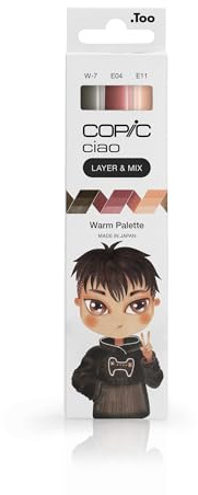 Copic Ciao LAYER & MIX Warm Palette, Marker Set mit 3 verschiedenen Farben, Layoutmarker mit jeweils einer mittelbreiten und einer Brush-Spitze