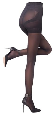 SENTELEGRI PUSH-UP Tights 40 Denier - Slimming waist,Pressing of belly,Brazil Effect Control Butt lifting (UK, Alpha, M, Regular, Regular, Black)