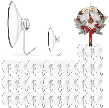 SLshiBo 40 Pièces Ventouse Crochet Plastique Transparent - 40mm pour Salle de Bains et Cuisine