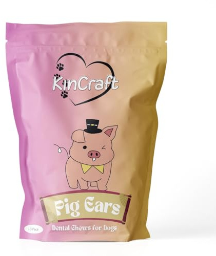 KinCraft Pig Ear Shaped Dog Dental Chews (10 Pack) | Pig Ears For Small Dogs | Pig Ears For Medium Dogs | Pig Ears For Large Dogs | 10 Pig Ears The Perfect Dog Treat