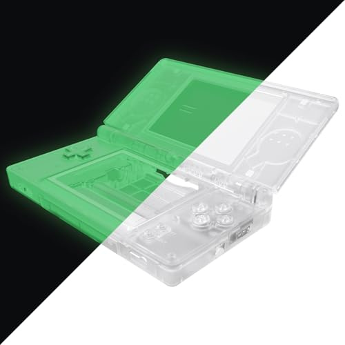 eXtremeRate Ersatz Gehäuse Case für Nintendo DS Lite NDSL, Voll Hülle&Knöpfen&Screen Protector Shell Zubehör für Nintendo DS Lite Handheld Spielekonsole(Glow in Dark Grün)–KEIN Console