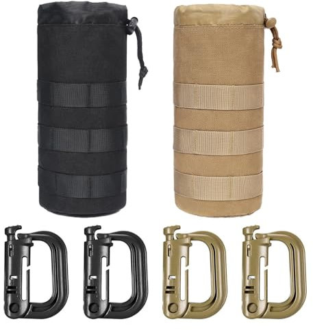 FDGGT 2 Bolsillos para Botellas De Agua Y 4 Cerraduras En Forma De D, Bolsa De Almacenamiento para Botellas De Agua, Equipo para Exteriores, Adecuado para Montañismo, Camping Y Viajes