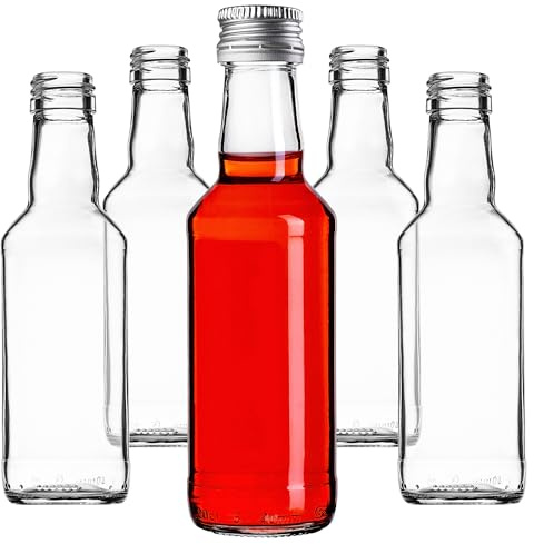 KADAX Set med 10 glasflaskor 200 ml med skruvlock – tomma flaskor för likör, snaps, olja och vinäger, livsmedelsförvaring