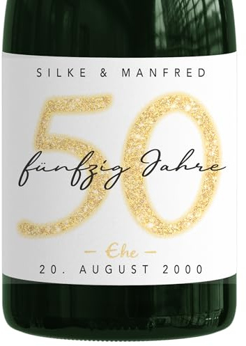 Sektetiketten personalisierte Etiketten zur Goldenen Hochzeit als Geschenk
