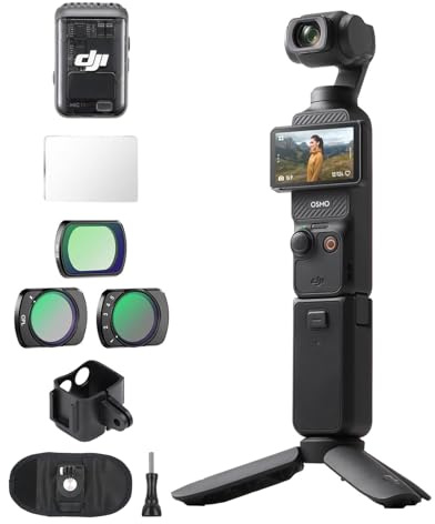 DJI Osmo Pocket 3 Creator Combo, Vlogging Camera with 1'' CMOS & 4K/120fps Video, 3-Axis Stabilization, Face/Object Tracking, Fast Focusing, Mic Included, Small Camera for Photography，Bundle