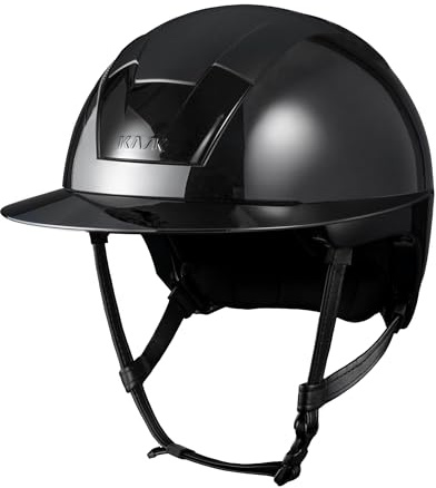 KASK Kooki - Casco de equitación para mujer con visera grande para entrenamiento y torneo, casco de equitación ligero para hombre y mujer, con interior intercambiable y ajuste cómodo (negro brillante