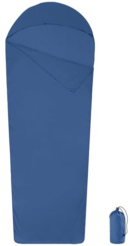 Mapleaf Saco de dormir de cabaña, ultraligero, 123 g, secado rápido, compacto, lavable a máquina, con bolsa, para senderismo, camping, exterior y hotel (azul, 210 x 80 cm)