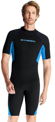 Wetsuit Womens Mens Shorty Wetsuit Adult Short Sleeve Back Zip 2mm Neoprene Thermal Swimsuit Diving Suit for Water Sports