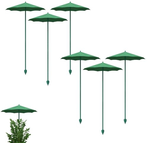 6 Unidades - Sombrillas Pequeñas Para Plantas De Exterior,Sombrillas Con Protección Solar Y Resistentes A La Lluvia,Equipadas Con Soportes Para Clavar En El Suelo,So mbrillas Ajustables Para Plantas
