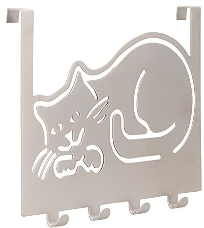 SIRO Türgarderobe mit 4 Haken 1356-255ZN4 Tier, Katze, Kinder, Stahl Nickel matt, 255 mm x 34 mm x 203 mm