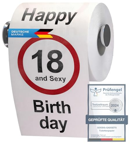Papier toilette d'anniversaire drôle Papier toilette Décoration d'anniversaire Articles cadeaux (18e anniversaire)