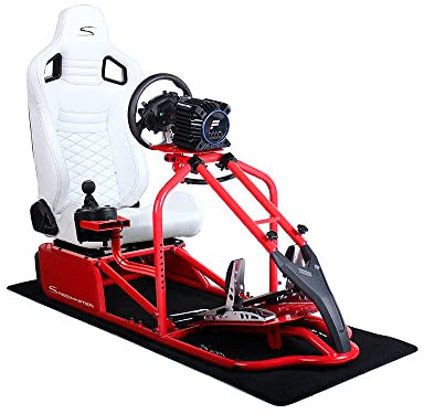 Speedmaster ® Pro Rot - Leder Optik Weiß - Rennsitz - PS4 XBOX - Simracing - simulator