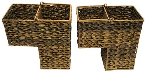 Trademark Innovations 14.5 Plastic Wicker Storage Stair Basket Set With Handles (Set of 2, Brown)