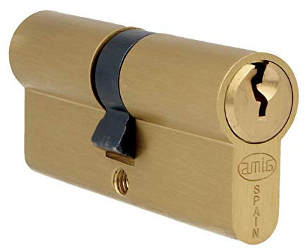AMIG - Cylindre Securite Porte Entree en Bois - Taille 60 (27-33) mm - 5 Goupilles - Anti-perçage - Lévre de 15 mm - Inclus 3 Clés en Laiton - Fini Mat