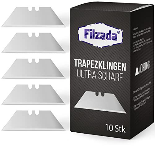 Filzada® 10x Cuchillas trapezoidales PROFI para cuchillas de alfombras - 0,5 x 0,5 mm - Cuchillas de repuesto ultra afiladas también para cuchillas de corte
