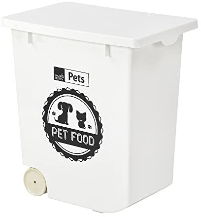 Taylor & Brown 20L/10KG White Airtight Pet Food Storage Container Large Flip Top With Wheels Plastic Birds Pet Dog Cat Animal Dry Food Seed Dispenser Bin