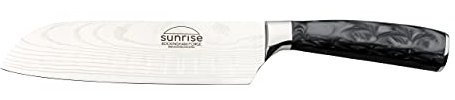 Rockingham Forge Santokumesser, Sunrise Kollektion, 18cm, Schwarzer Harzgriff, Klinge aus Rostfreiem Stahl, Edelstahl, Geschenkverpackung, RF-2105BK