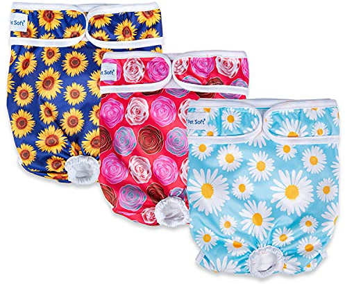 Pet Soft Dog Nappies Female - Washable Female Period Pants for Dogs Pets, Incontinence Reusable Dog Diapers 3Pack