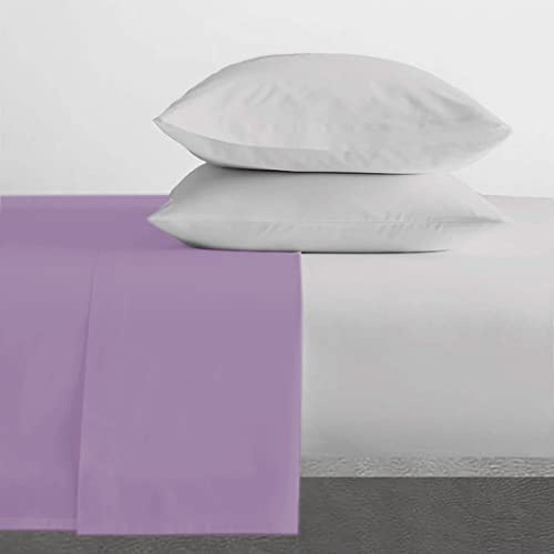 Home Tresor, Lenzuolo sopra Matrimoniale in cotone Lilla, Made in Italy, cm. 240X300