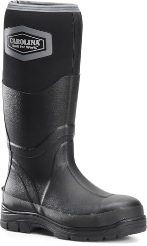 Carolina Mud Jumper Men’s 15″ Steel-Toe Waterproof Rubber Work Boot – EH-Rated, Slip-Resistant, Neoprene Upper, Black - 7 M