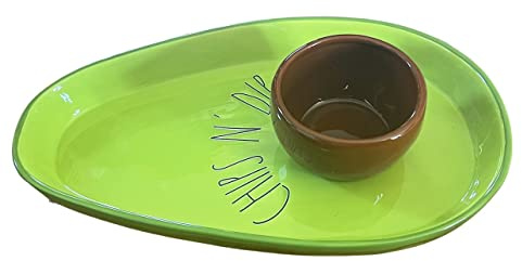 Rae Dunn Artisan Collection by Magenta Avocado shaped CHIPS N' DIP Platter