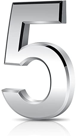 Vicloon Door Numbers, 3 Inches 3D Mailbox Numbers Waterproof, Address Numbers Self Adhesive House Numbers Street Number Stickers for House Mailbox Apartment Hotel Courtyard Cafe Silver(5)