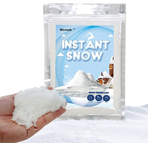 WCVNZK 10 Ounces Fake Snow Instant Snow Make 10 Gallons, Artificial Snow Great for Holiday Snow Winter Decorations