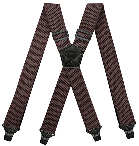 YYKSYDPT Bretelle resistenti da lavoro da uomo, adatte all'aeroporto, larghezza 3,8 cm, retro a X, con 4 clip in plastica, chiusure elastiche regolabili, pantaloni nascosti sotto la camicia o